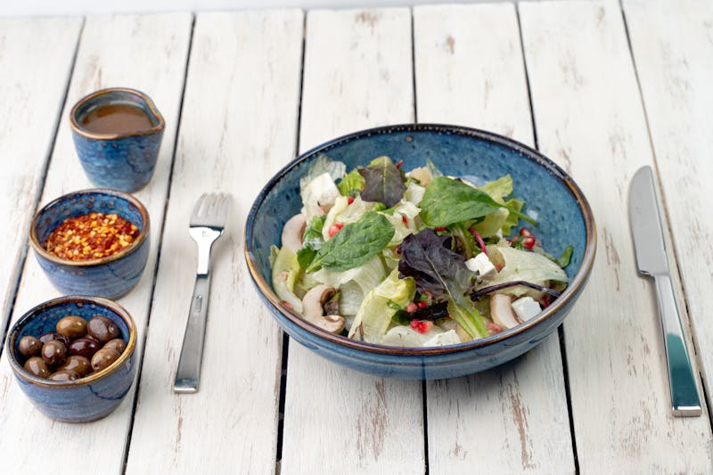 Mediterranean salad with feta, olives and cucumber